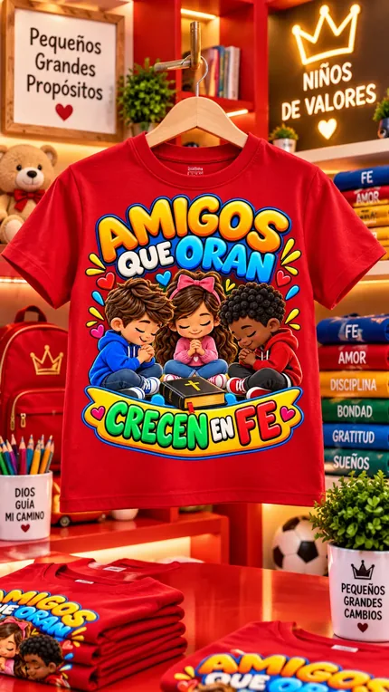 Camiseta infantil Amigos que oran